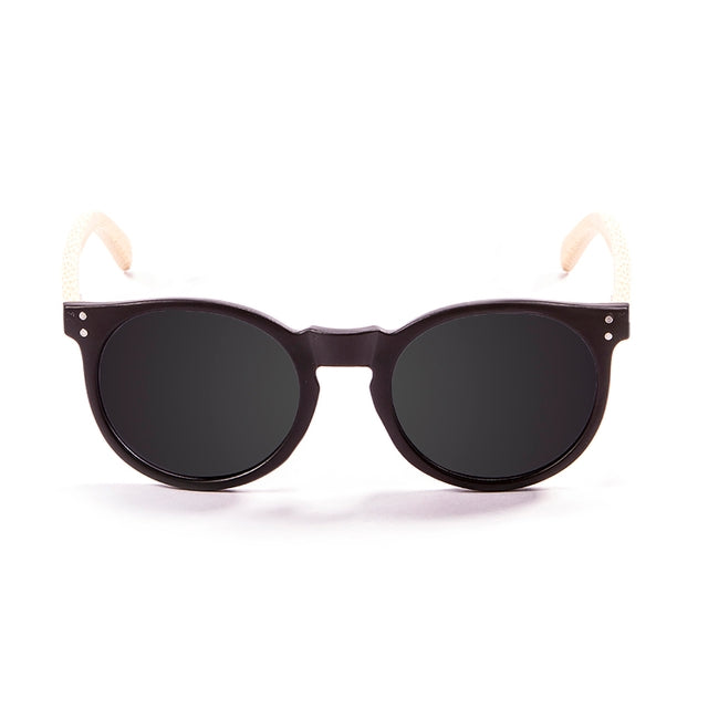 OCEAN GLASSES LIZARD WOOD 55000.1 featuring a round full-rimmed black plastic frame, suitable for unisex wear.