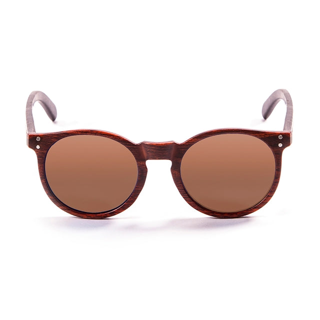 OCEAN GLASSES LIZARD WOOD 55010.3 featuring a round full-rimmed brown frame, suitable for unisex wear.