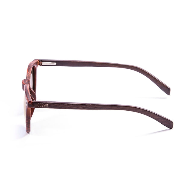 OCEAN GLASSES LIZARD WOOD 55010.3 featuring a round full-rimmed brown frame, suitable for unisex wear.