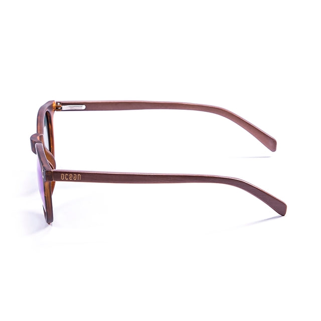 OCEAN GLASSES LIZARD WOOD 55010.4 round full-rimmed glasses in brown color, showcasing stylish design and comfortable fit.