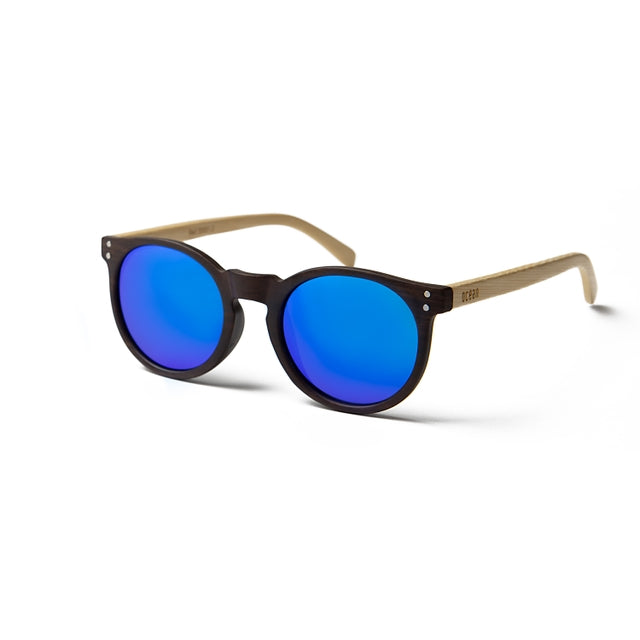 OCEAN GLASSES LIZARD WOOD 55001.2 featuring a round full-rimmed design in elegant brown color, suitable for unisex wear.