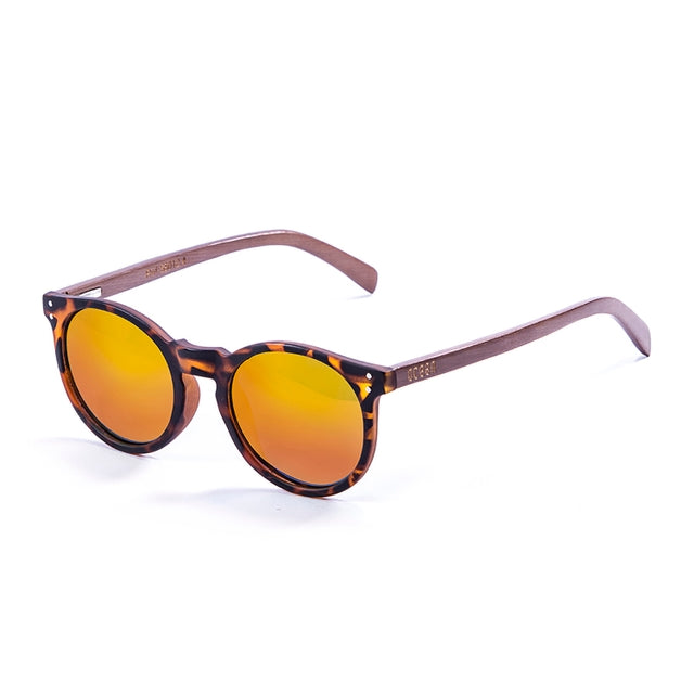 OCEAN GLASSES LIZARD WOOD 55012.4 featuring a round full-rimmed brown frame, designed for unisex wear.