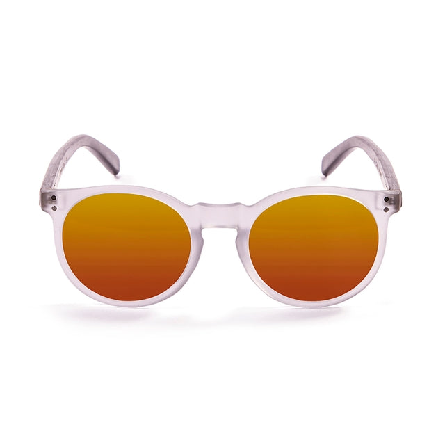 OCEAN GLASSES LIZARD WOOD 55012.6 featuring a round full-rimmed transparent frame, suitable for unisex wear.