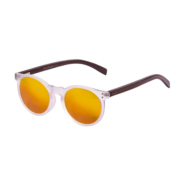 OCEAN GLASSES LIZARD WOOD 55012.6 featuring a round full-rimmed transparent frame, suitable for unisex wear.