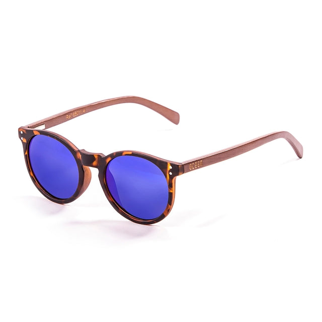 OCEAN GLASSES LIZARD WOOD 55011.4 featuring a round full-rimmed brown plastic frame, suitable for unisex wear.