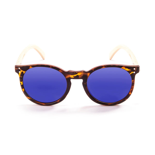 OCEAN GLASSES LIZARD WOOD 55001.4 featuring round full-rimmed brown frames, suitable for unisex wear.