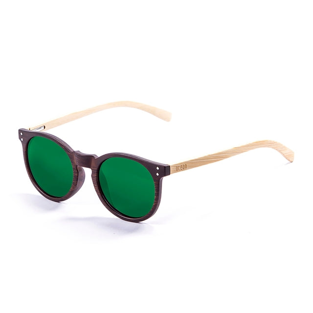 OCEAN GLASSES LIZARD WOOD 55002.3 featuring a round full-rimmed brown frame, suitable for unisex wear.