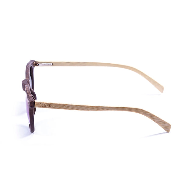 OCEAN GLASSES LIZARD WOOD 55002.3 featuring a round full-rimmed brown frame, suitable for unisex wear.