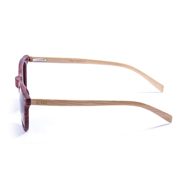 OCEAN GLASSES LIZARD WOOD 55000.3 featuring a stylish round full-rimmed design in brown color, suitable for unisex wear.