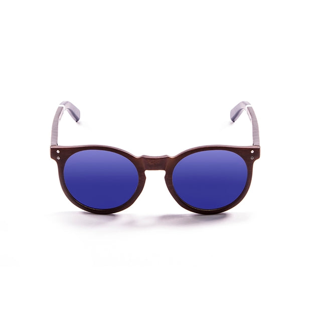 OCEAN GLASSES LIZARD WOOD 55511.2 featuring a round full-rimmed transparent frame, suitable for unisex wear.