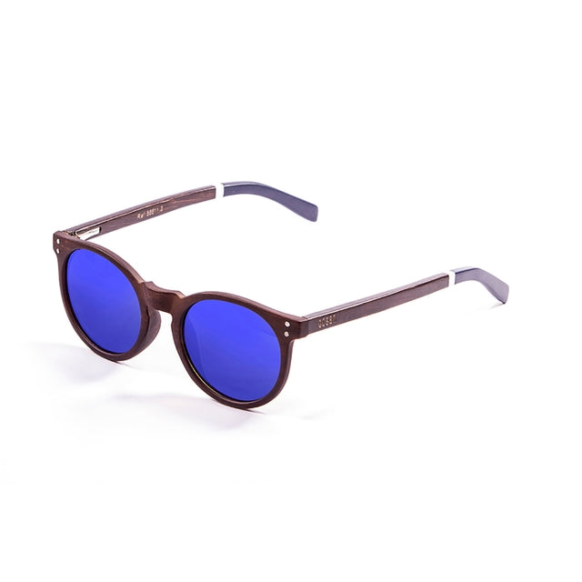 OCEAN GLASSES LIZARD WOOD 55511.2 featuring a round full-rimmed transparent frame, suitable for unisex wear.