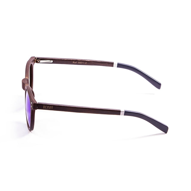 OCEAN GLASSES LIZARD WOOD 55511.2 featuring a round full-rimmed transparent frame, suitable for unisex wear.