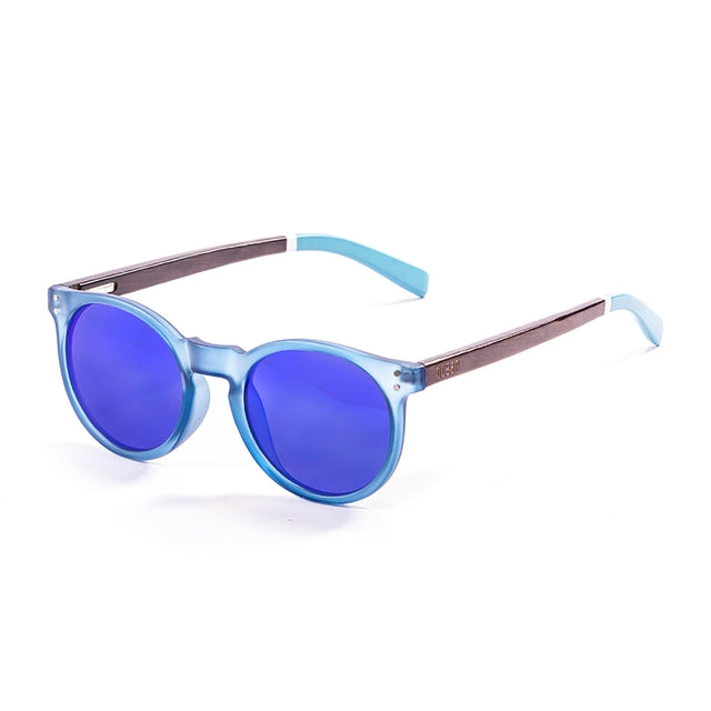 OCEAN GLASSES LIZARD WOOD 55211.5 featuring a round full-rimmed brown frame, designed for unisex wear.