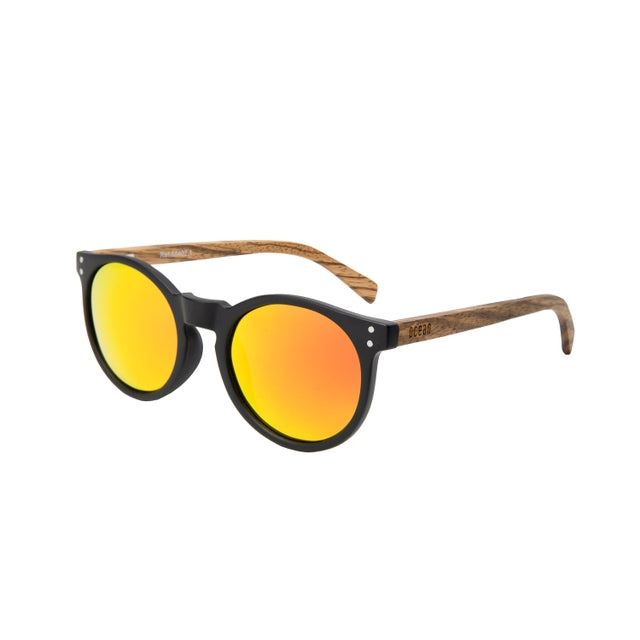 OCEAN GLASSES LIZARD WOOD 55402.1 featuring a round full-rimmed brown frame, suitable for unisex wear.