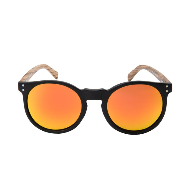 OCEAN GLASSES LIZARD WOOD 55402.1 featuring a round full-rimmed brown frame, suitable for unisex wear.