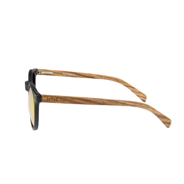 OCEAN GLASSES LIZARD WOOD 55402.1 featuring a round full-rimmed brown frame, suitable for unisex wear.