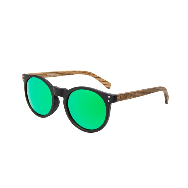 OCEAN GLASSES LIZARD WOOD 55412.1 featuring a round full-rimmed brown frame, suitable for unisex wear.