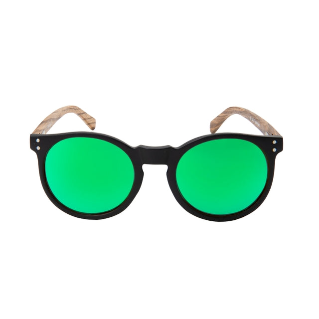 OCEAN GLASSES LIZARD WOOD 55412.1 featuring a round full-rimmed brown frame, suitable for unisex wear.