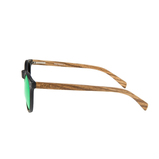 OCEAN GLASSES LIZARD WOOD 55412.1 featuring a round full-rimmed brown frame, suitable for unisex wear.