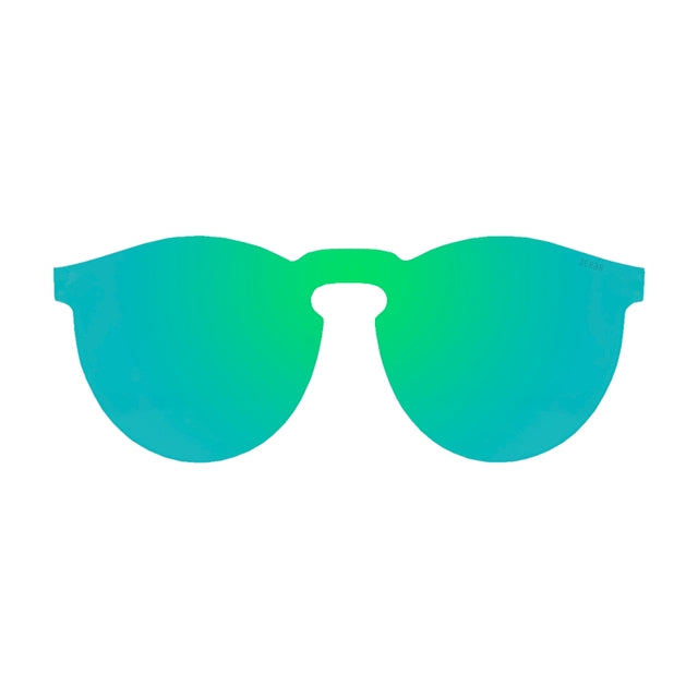 OCEAN GLASSES LONGBEACH 22.6N, stylish green round sunglasses with a full-rimmed nylon frame, suitable for unisex wear.