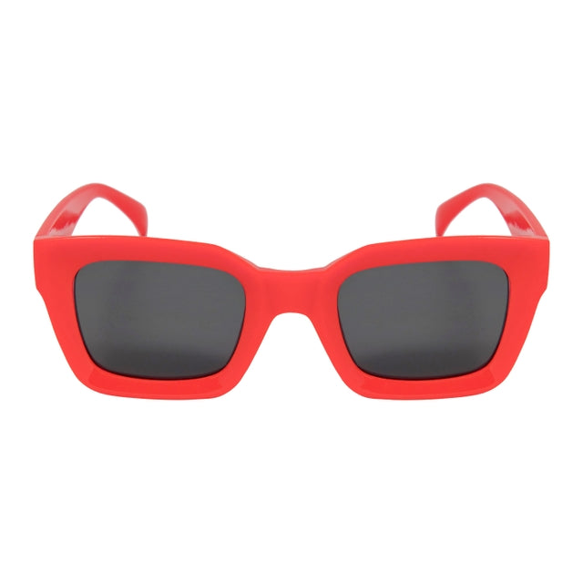 OCEAN GLASSES OSAKA 402.8 in vibrant red, featuring a full-rimmed rectangular frame, suitable for unisex wear.