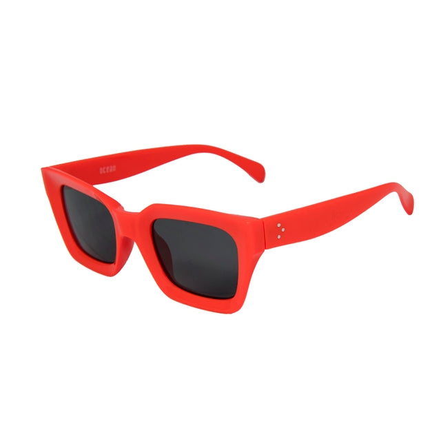 OCEAN GLASSES OSAKA 402.8 in vibrant red, featuring a full-rimmed rectangular frame, suitable for unisex wear.