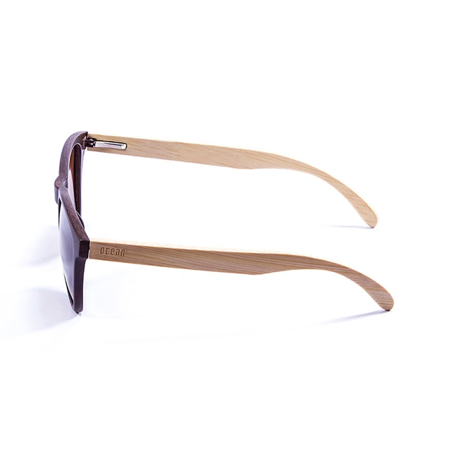 OCEAN GLASSES SEA WOOD 57001.2 featuring a round full-rimmed brown plastic frame, suitable for unisex wear.