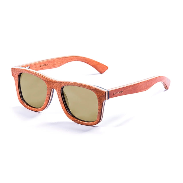 OCEAN GLASSES Venice Beach 54001.1 featuring a full-rimmed wooden frame in vibrant yellow, perfect for beach outings.