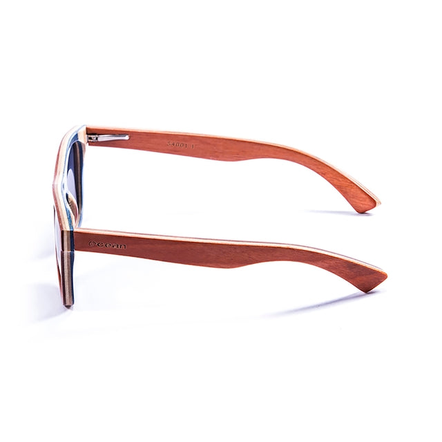 OCEAN GLASSES Venice Beach 54001.1 featuring a full-rimmed wooden frame in vibrant yellow, perfect for beach outings.