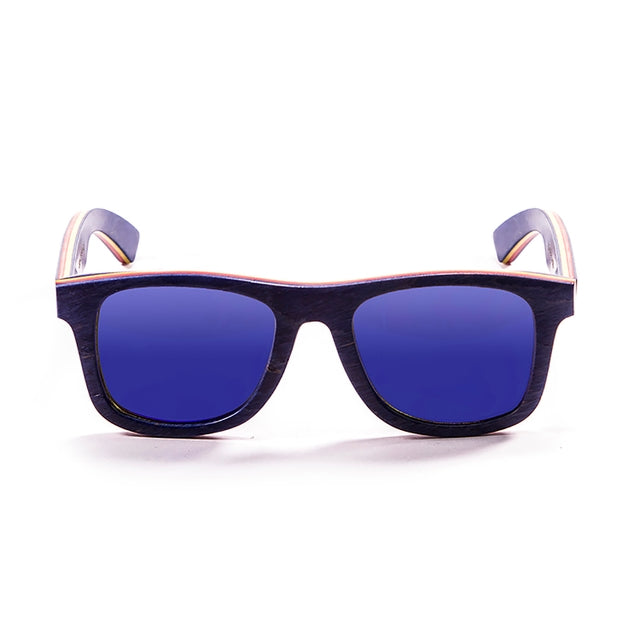 OCEAN GLASSES VENICE BEACH 54001.4 featuring a full-rimmed rectangular wooden frame in vibrant blue color, suitable for unisex wear.