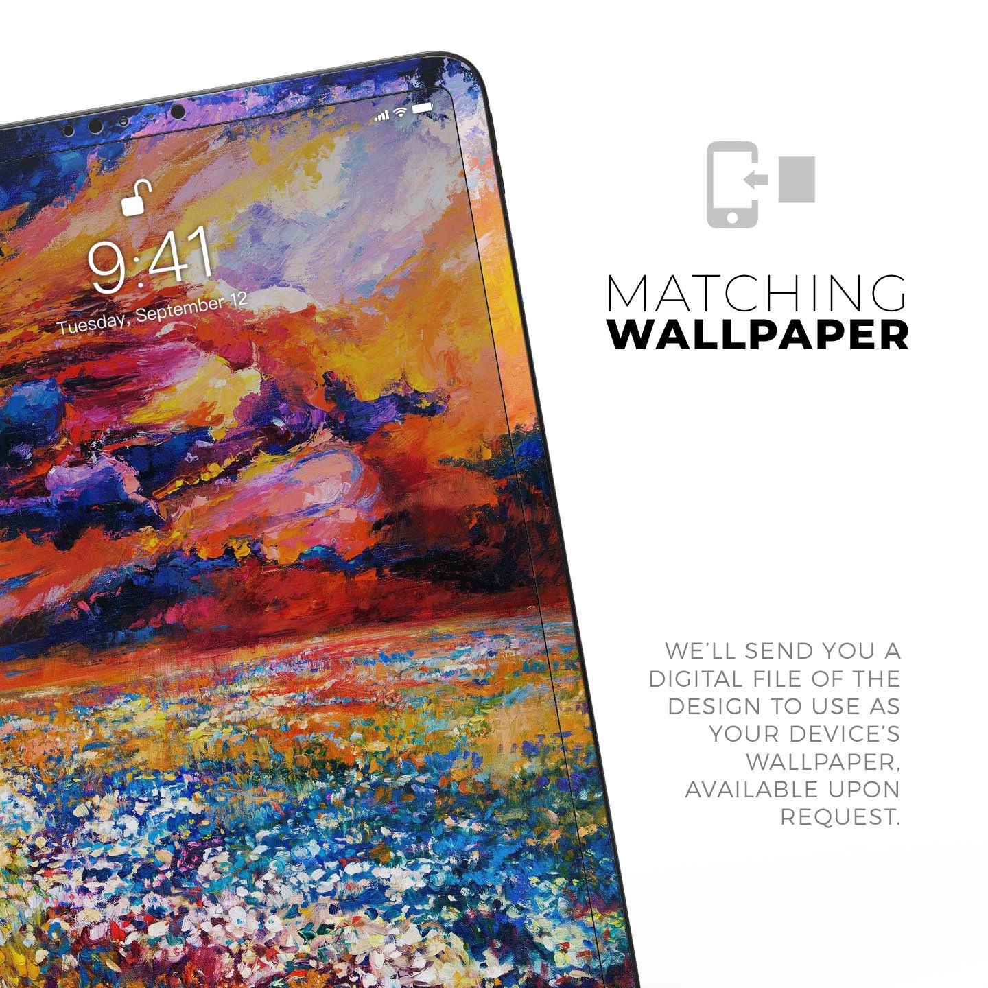 Oil Painted Meadow skin decal for Apple iPad Pro, showcasing vibrant colors and artistic design.