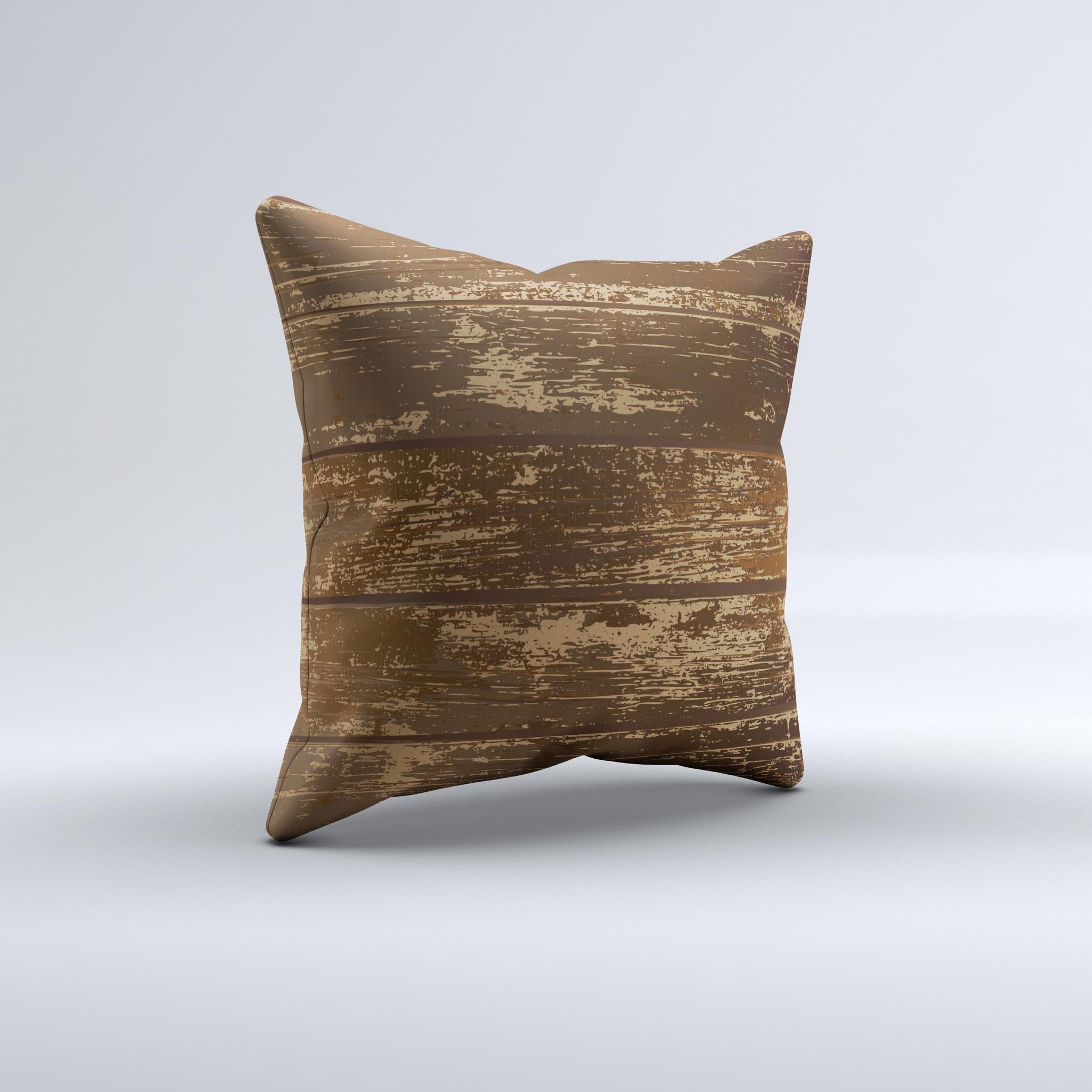 Old Worn Wooden Planks V2 decorative throw pillow with unique ink-fuzed design, handcrafted in Virginia.