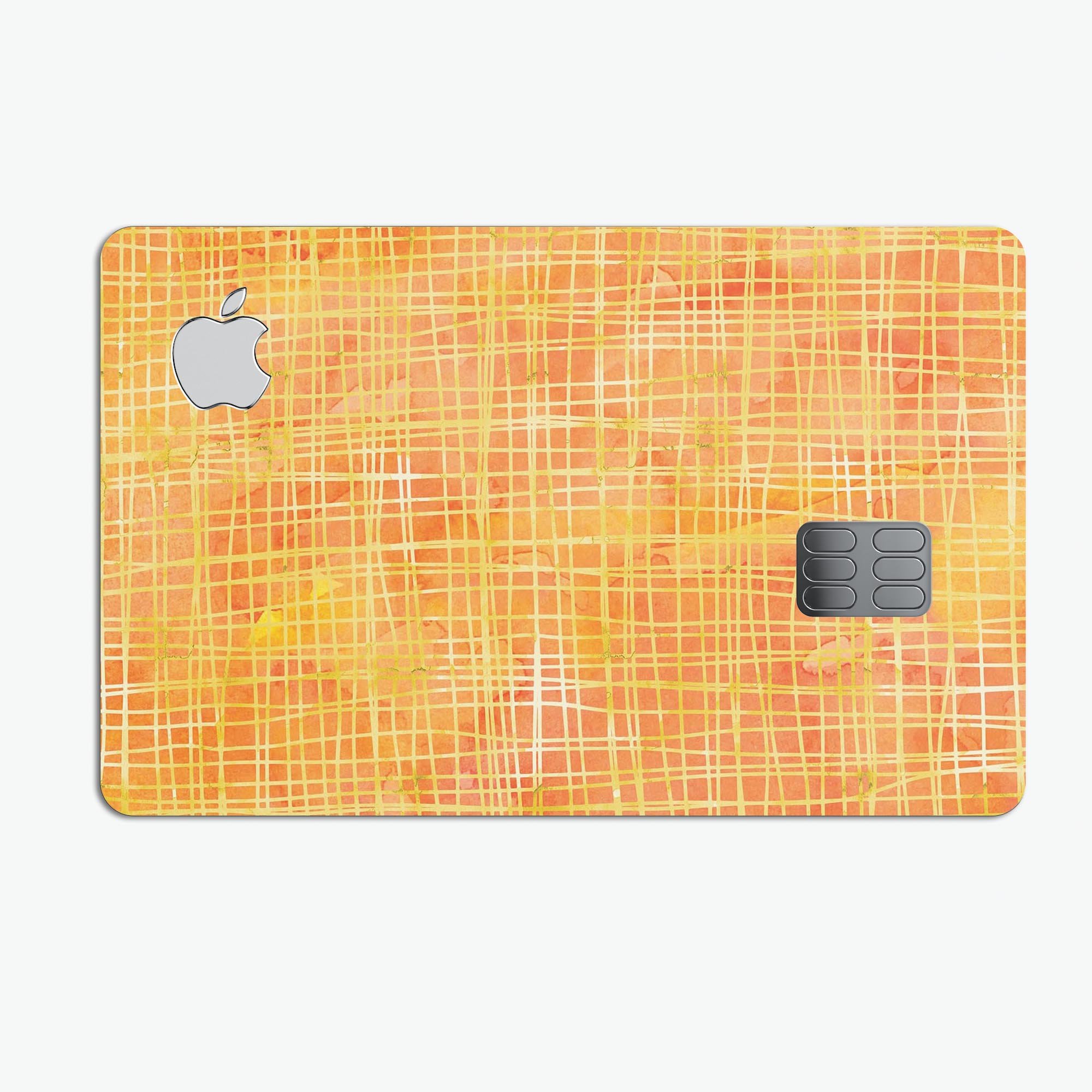 Orange and yellow watercolor strings decal for Apple Card, showcasing vibrant colors and premium vinyl material.