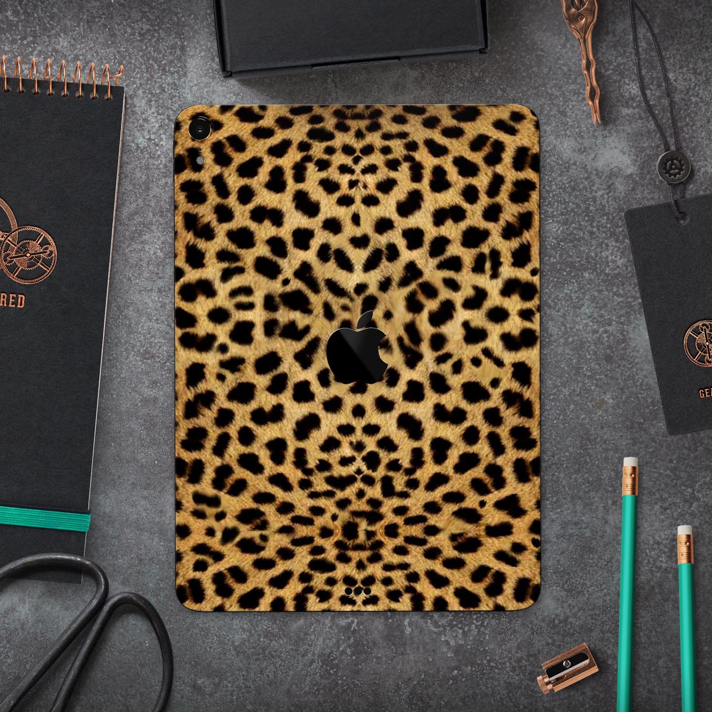 Orange Cheetah Fur Pattern skin decal for Apple iPad, showcasing vibrant colors and a stylish design.