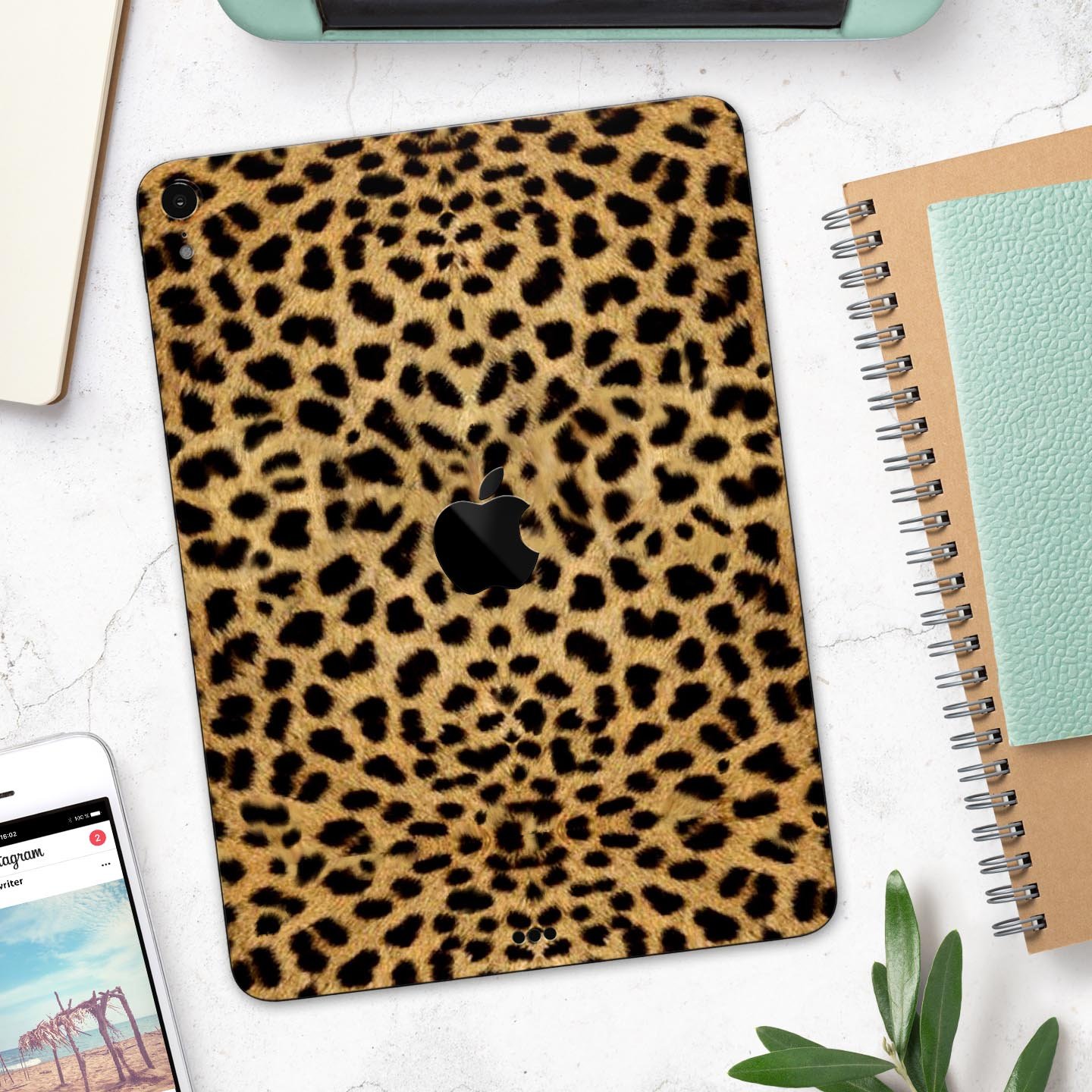 Orange Cheetah Fur Pattern skin decal for Apple iPad, showcasing vibrant colors and a stylish design.