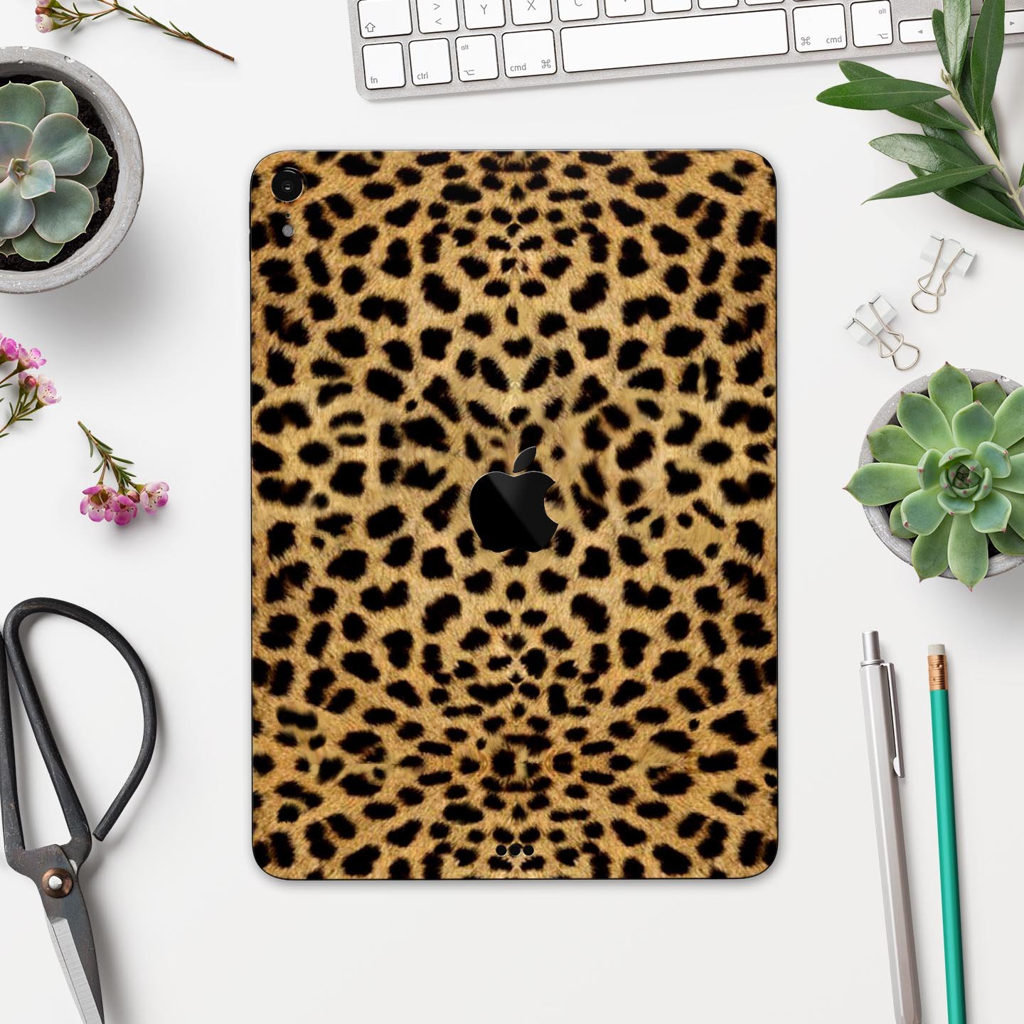 Orange Cheetah Fur Pattern skin decal for Apple iPad, showcasing vibrant colors and a stylish design.