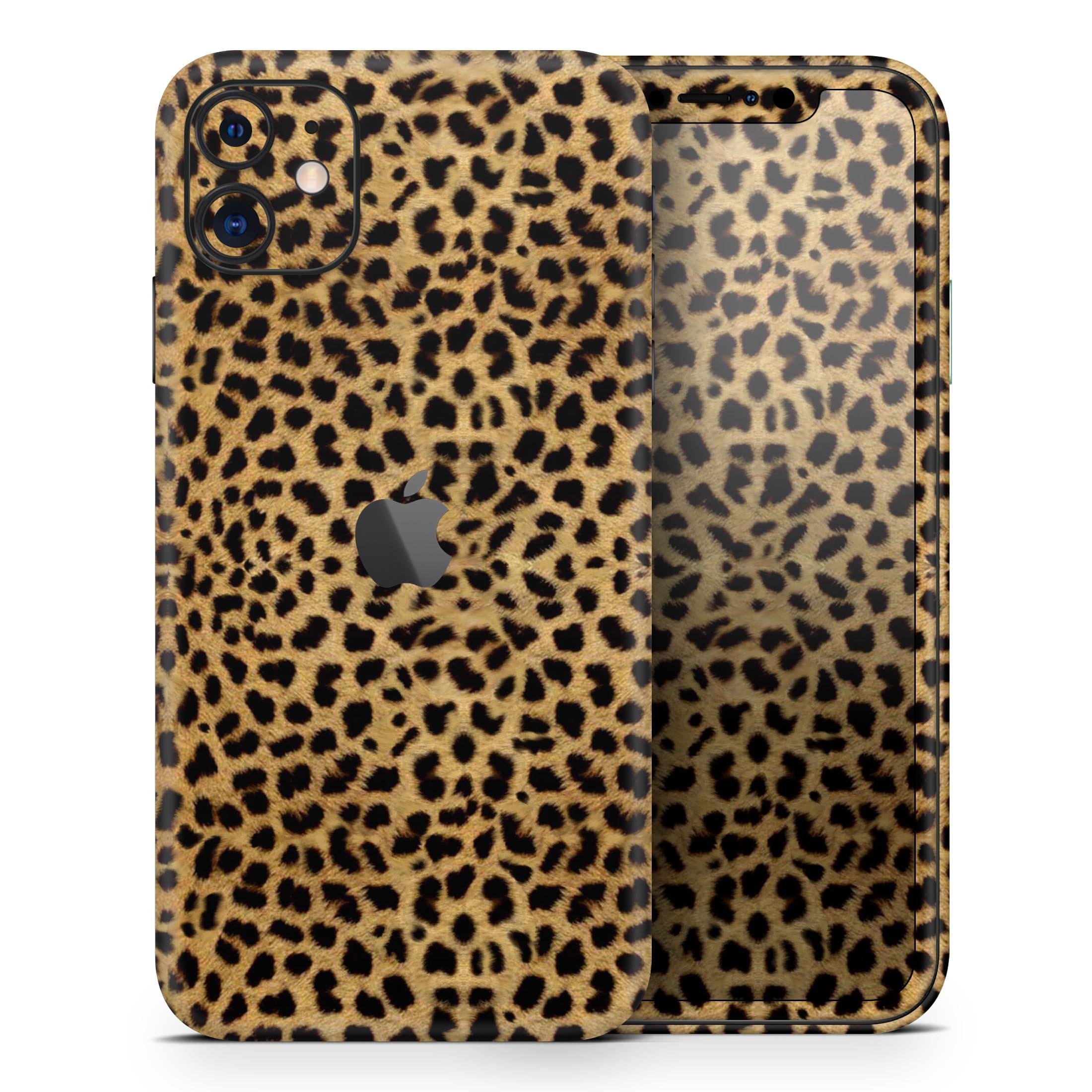 Orange Cheetah Fur Pattern Skin-Kit for Apple iPhone, showcasing vibrant colors and sleek design.