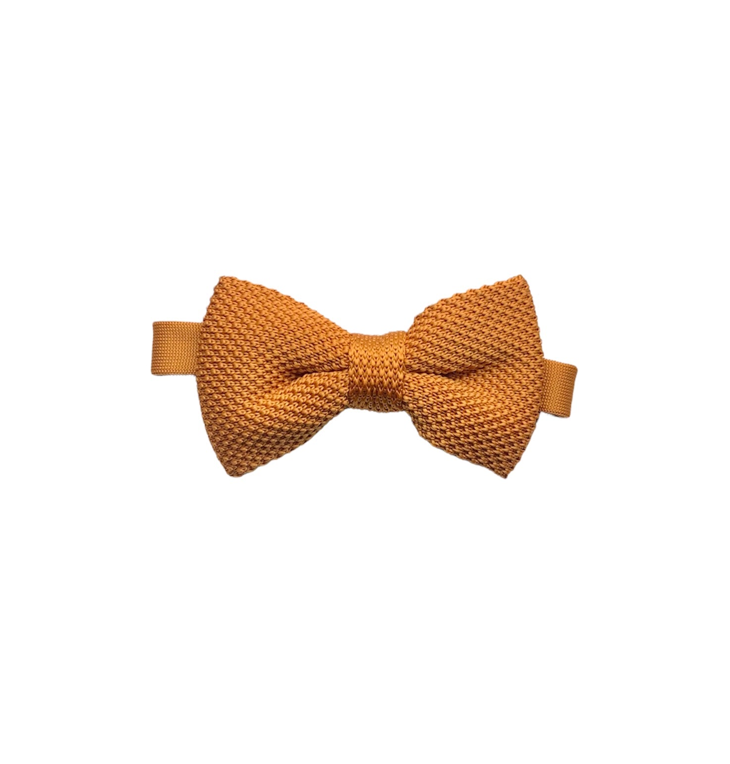 Orange ember knitted bow tie with a textured design, perfect for formal and casual occasions.