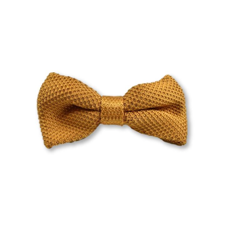 Orange ember knitted bow tie with a textured design, perfect for formal and casual occasions.