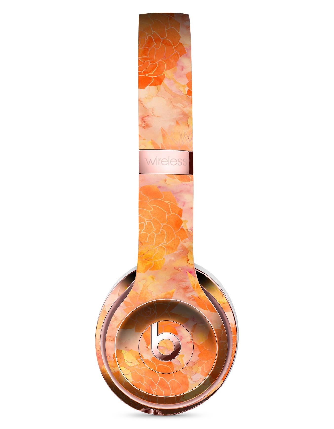 Orange Floral Succulents Full-Body Skin Kit for Beats by Dre Solo 3 Wireless Headphones, showcasing vibrant floral design.