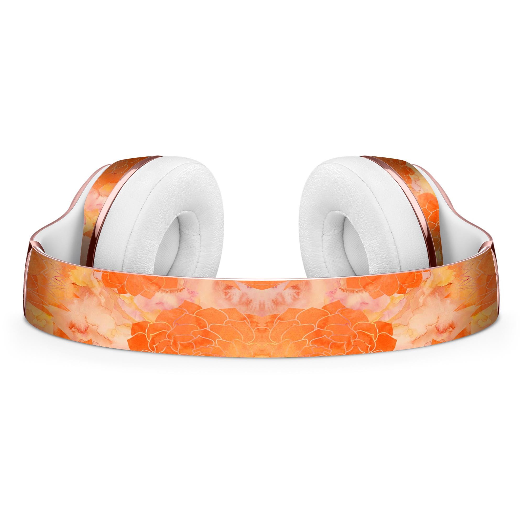 Orange Floral Succulents Full-Body Skin Kit for Beats by Dre Solo 3 Wireless Headphones, showcasing vibrant floral design.