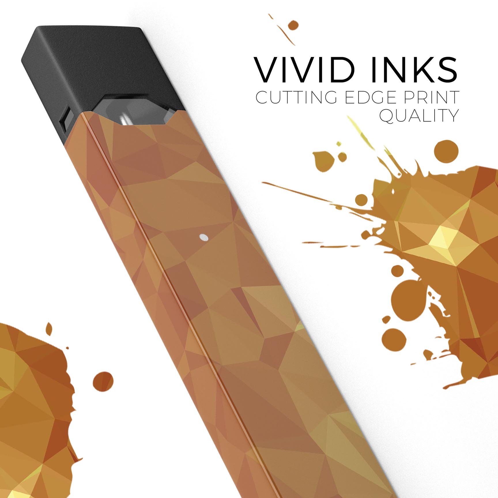 Orange Geometric V15 decal skin wrap for JUUL device, showcasing vibrant geometric patterns and premium finish.