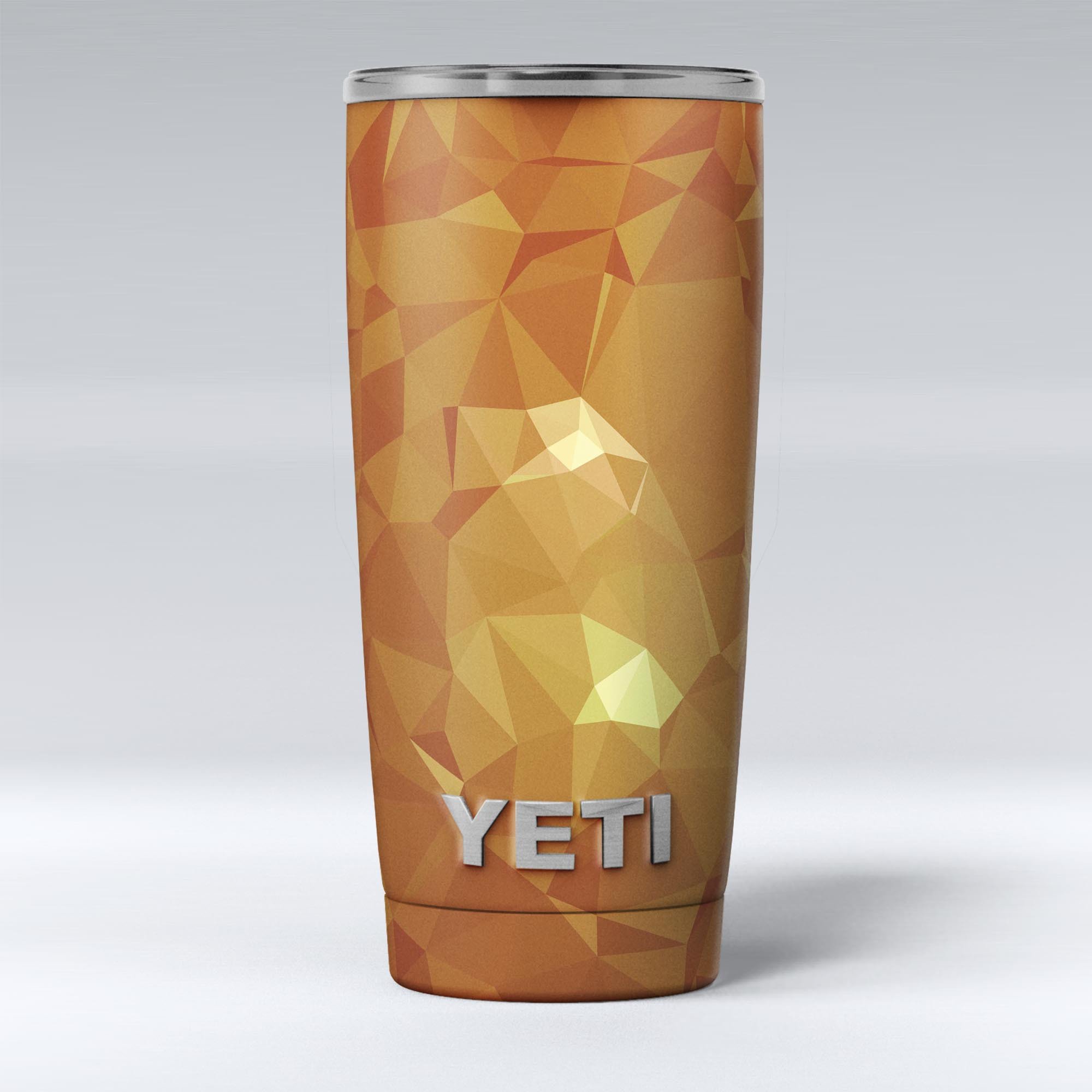 Orange Geometric V15 skin decal vinyl wrap kit for Yeti Cooler, showcasing vibrant geometric patterns and a sleek design.