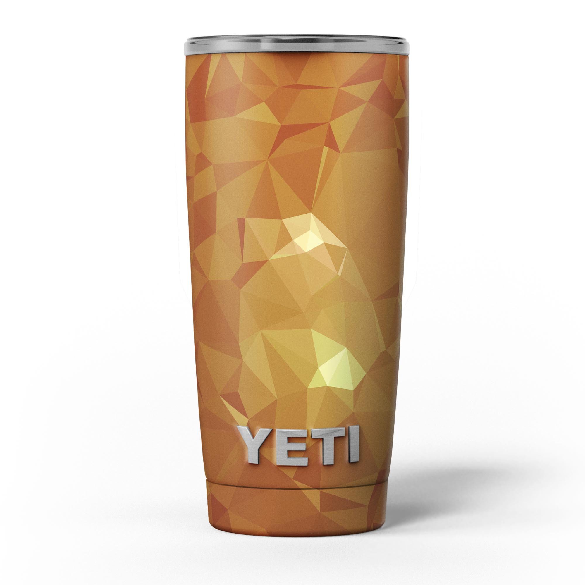 Orange Geometric V15 skin decal vinyl wrap kit for Yeti Cooler, showcasing vibrant geometric patterns and a sleek design.