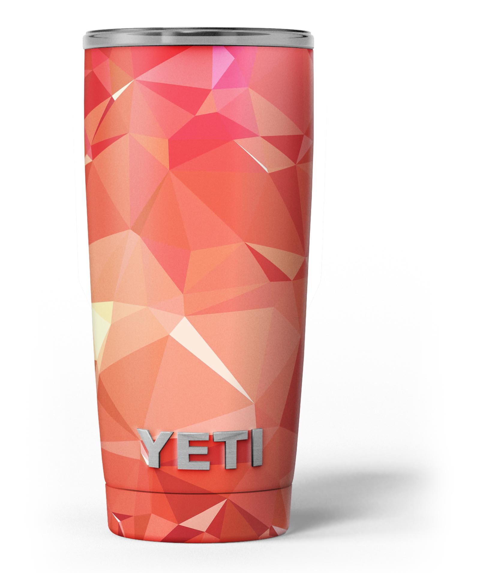 Orange Geometric V17 skin decal vinyl wrap kit for Yeti Cooler, showcasing vibrant geometric patterns and premium quality material.