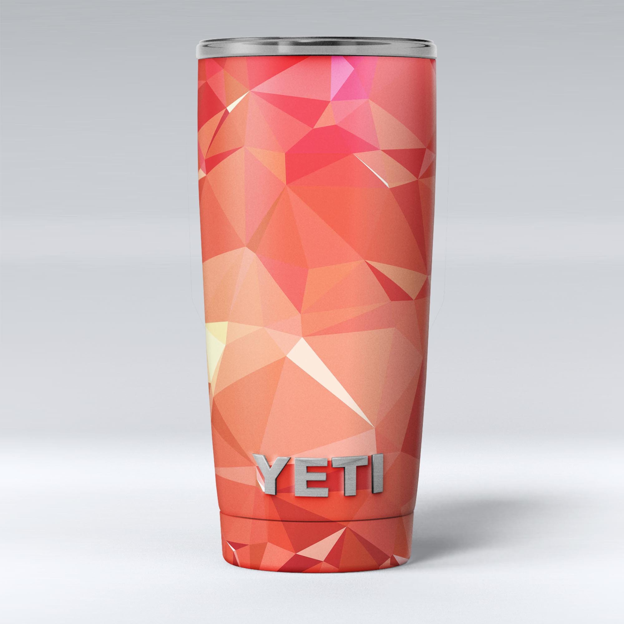 Orange Geometric V17 skin decal vinyl wrap kit for Yeti Cooler, showcasing vibrant geometric patterns and premium quality material.