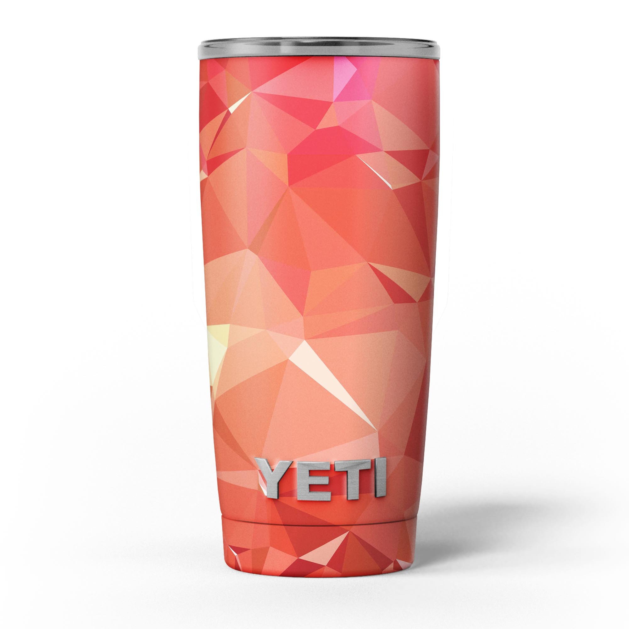 Orange Geometric V17 skin decal vinyl wrap kit for Yeti Cooler, showcasing vibrant geometric patterns and premium quality material.