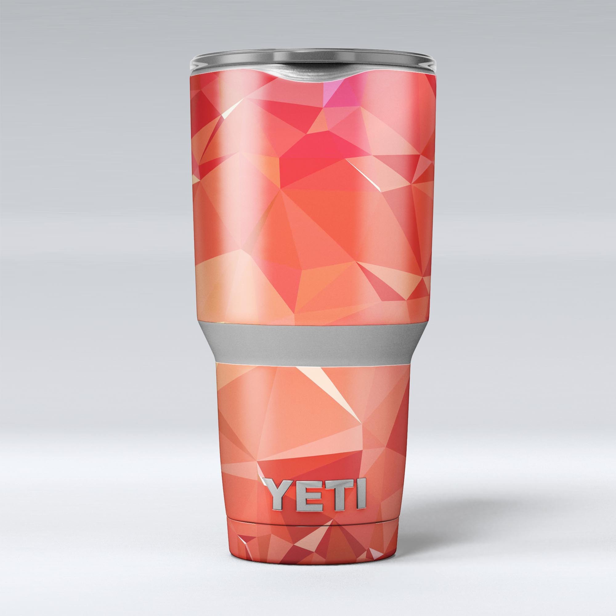 Orange Geometric V17 skin decal vinyl wrap kit for Yeti Cooler, showcasing vibrant geometric patterns and premium quality material.