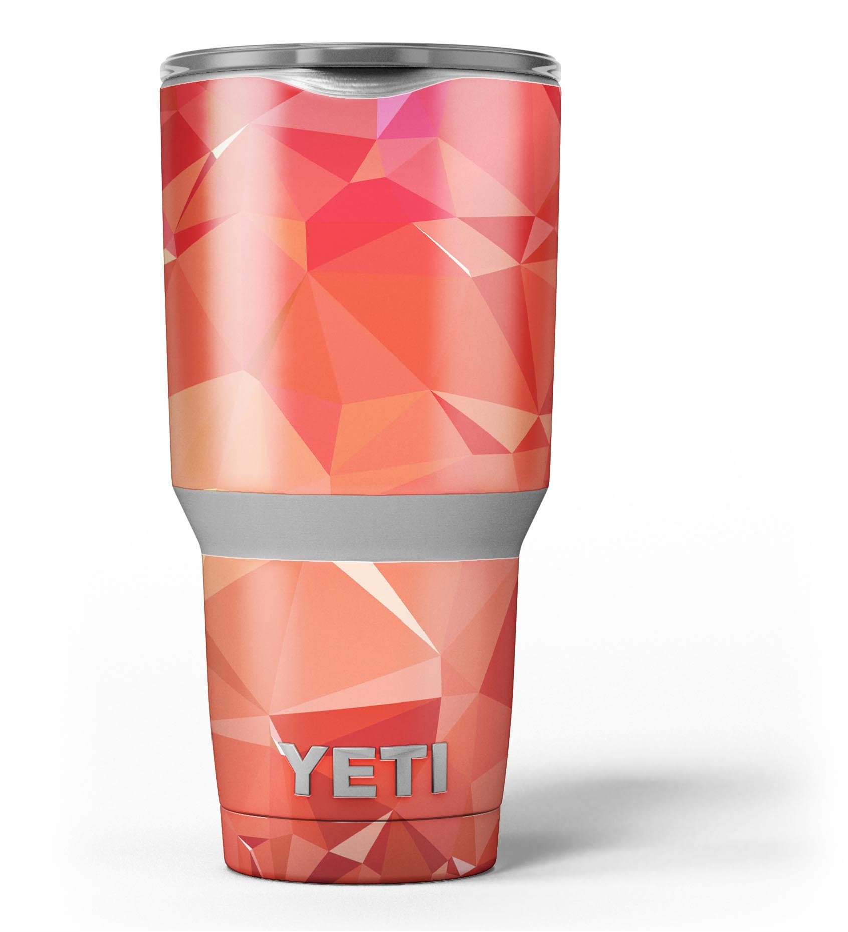 Orange Geometric V17 skin decal vinyl wrap kit for Yeti Cooler, showcasing vibrant geometric patterns and premium quality material.