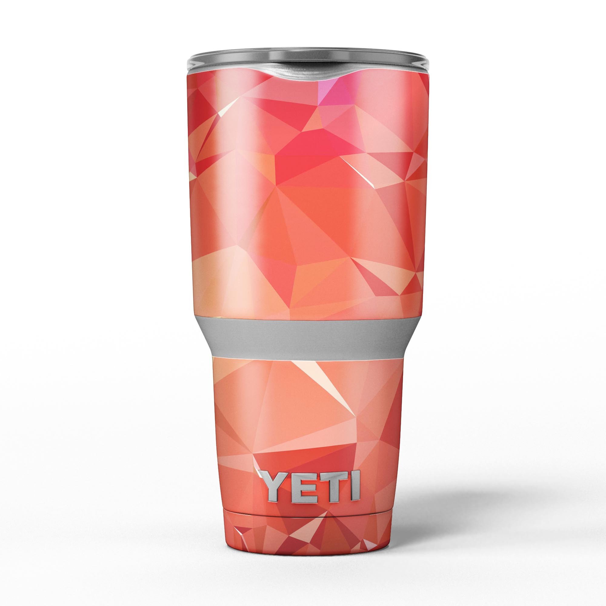 Orange Geometric V17 skin decal vinyl wrap kit for Yeti Cooler, showcasing vibrant geometric patterns and premium quality material.